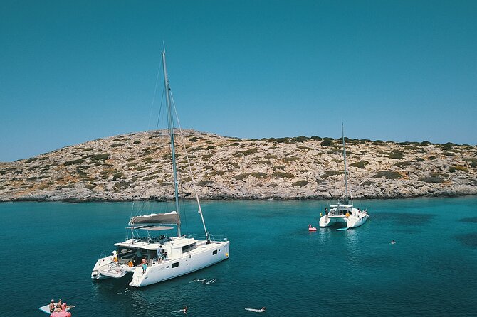 Ag. Nikolaos: Catamaran Trip with Sushi, Drinks, & Water Toys - Spinalonga from the catamaran deck