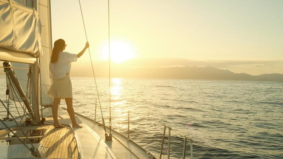 Agios Nikolaos: Golden Hour Sailboat Tour with Wine & Snacks - Spending the long stop at Kolokitha Bay