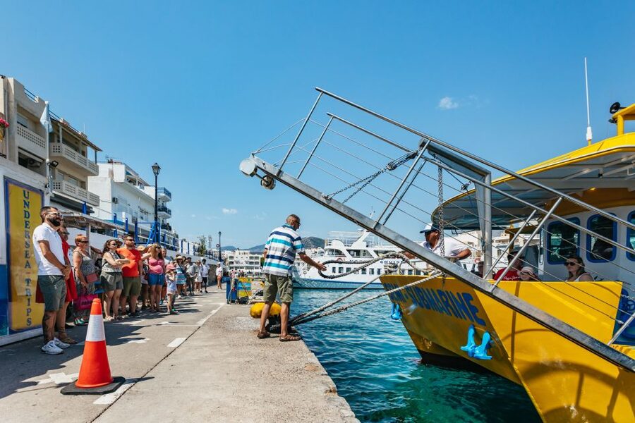 Agios Nikolaos: Semi-Submarine Cruise - Returning above deck for Agios Nikolaos Bay views