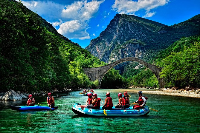 Arachthos white water river Rafting: Plaka's Bridge- Tzari - Canyon walls, clear water, and Klifki Waterfalls