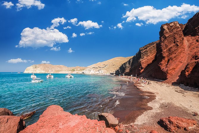 Archaeological Bus Tour To Akrotiri Excavations & Red Beach - Finish at Perissa or Perivolos Beach