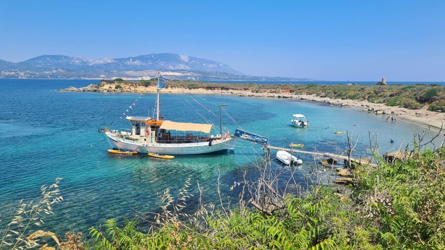 Argostoli: Full-Day Traditional Boat Cruise with Lunch - White Rocks Beach sets the tone