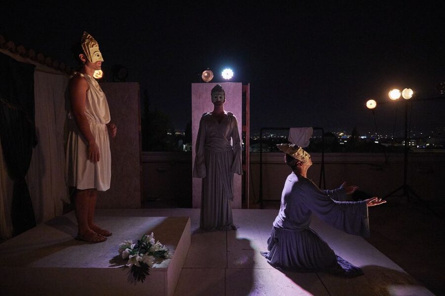 Athens: Ancient Greek Theater Performance - The rooftop atmosphere after sunset