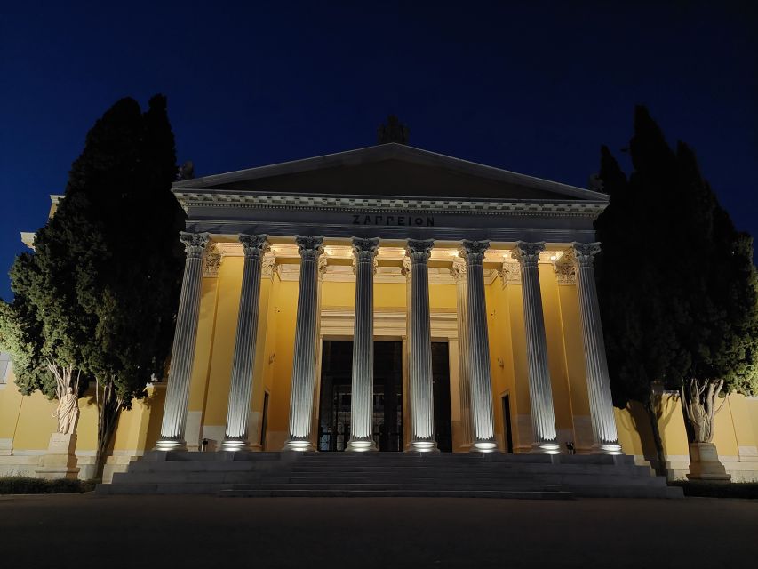 Athens: City Highlights Nighttime Walking Tour in Spanish - Zappeion and the Olympic story