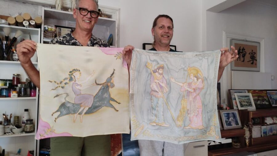 Athens: Create your own Greek Silk Scarf Souvenirs - Meeting Ioanna at the Vouliagmenis studio