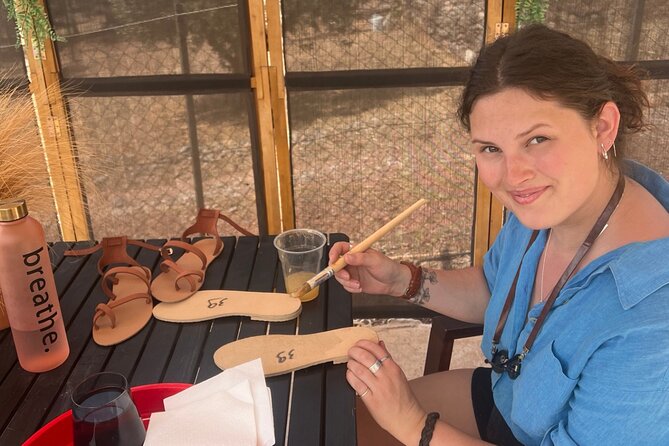 Athens Make Your Own Greek Leather Sandals Workshop - Measuring your feet before choosing a design