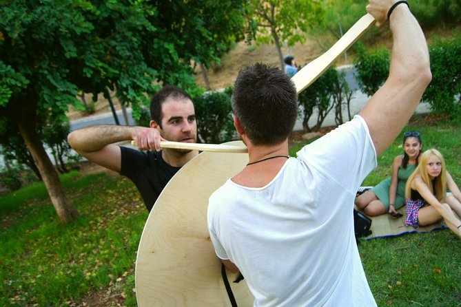 Athens: Unique & Interactive Greek Small Group Warrior Experience - Trying the replica weapons