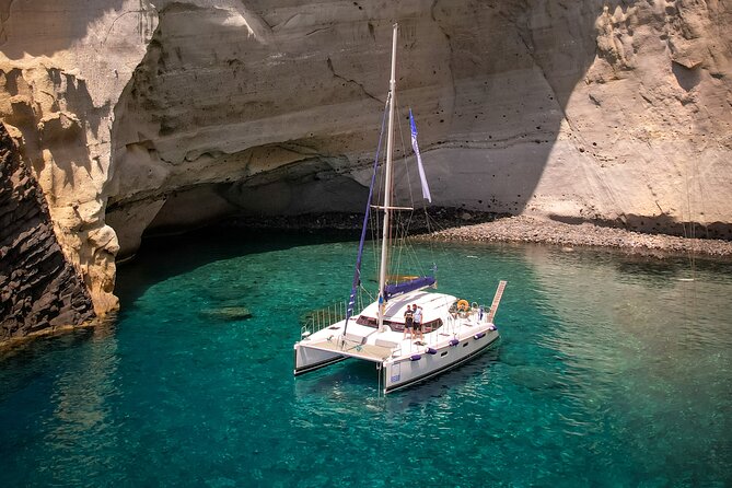 Catamaran Full-Day of Milos and Poliegos With Lunch & BBQ - Kleftiko: the signature Milos stop