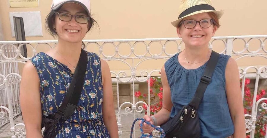 Corfu: Dog Sightseeing Tour - Meeting your four-legged guide outside Hotel Arcadion