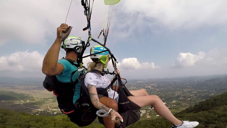 Corfu: Paragliding Tandem Flight Above Pelekas Town - When the wind changes the plan
