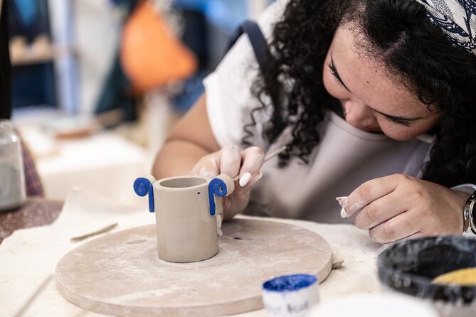 Create and paint your own ceramic piece in a workshop in Athens - Painting your piece before the kiln