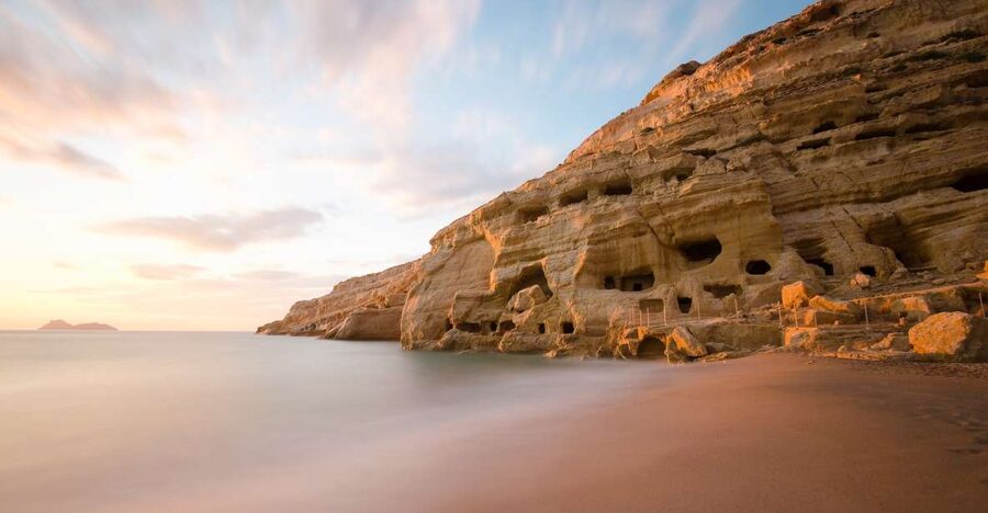 Crete: Matala Beach and Hippie caves, Red beach - Pickup across eastern Crete and the road south