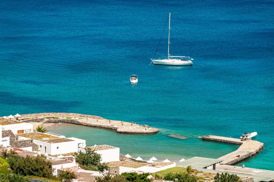 Elounda: Spinalonga Guided Boat Tour with BBQ and Swimming - Kolokytha Beach: swimming before sightseeing