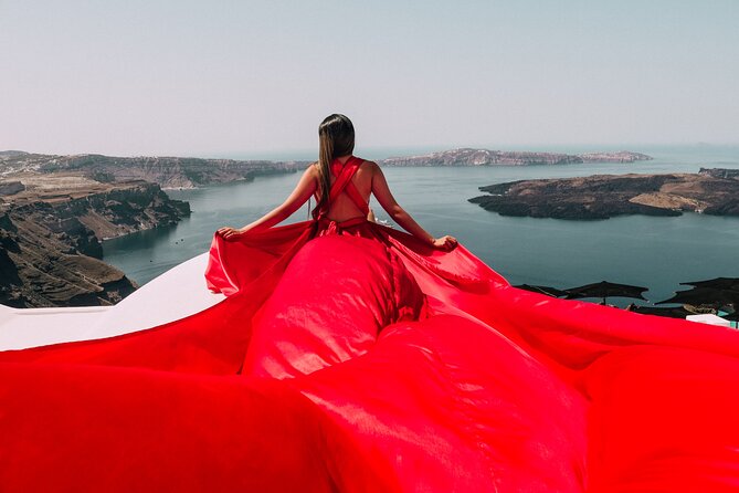 Exclusive Santorini Flying Dress Photoshoot with Pickup - Who will enjoy this most?