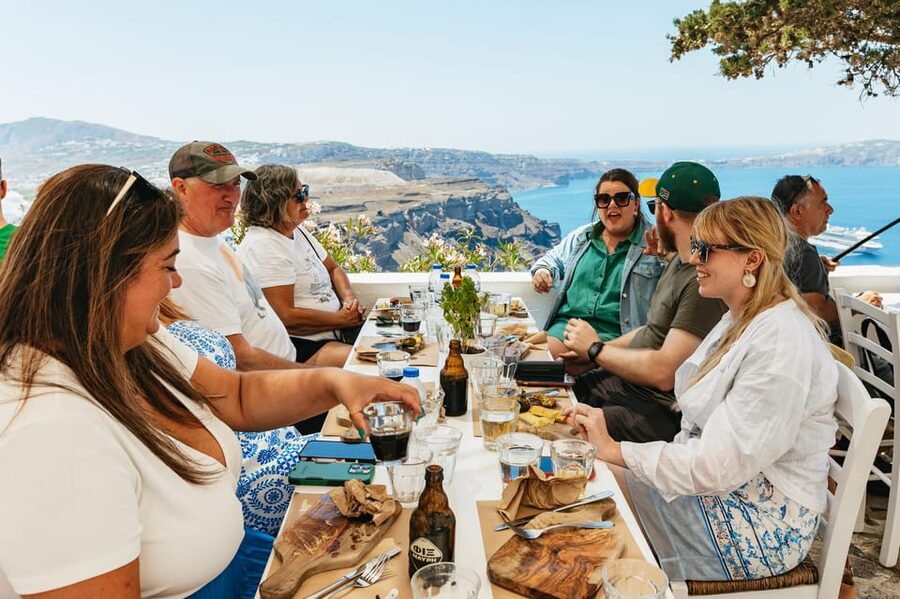 Fira: Guided Foodie Walking Tour with Tastings - Starting beside the blue domes in Firostefani