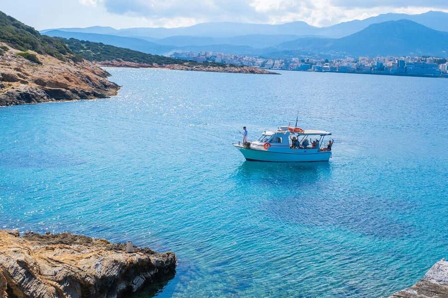 Fishing Trips Agios Nikolaos - The swimming stop and Mirabello Bay views