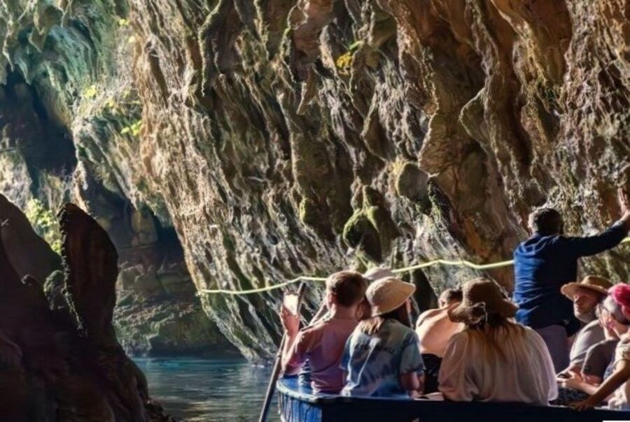 From Argostoli: Melissani Lake and Myrtos Beach Tour - Melissani Lake: a brief boat ride in an open-roof cave