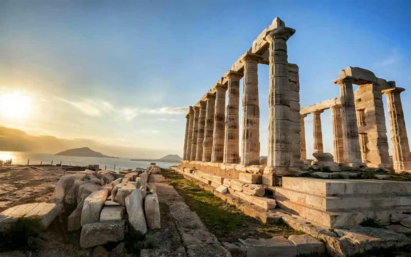 From Athens: Lake Vouliagmeni Spa & Temple of Poseidon Tour - The Temple of Poseidon above the Aegean