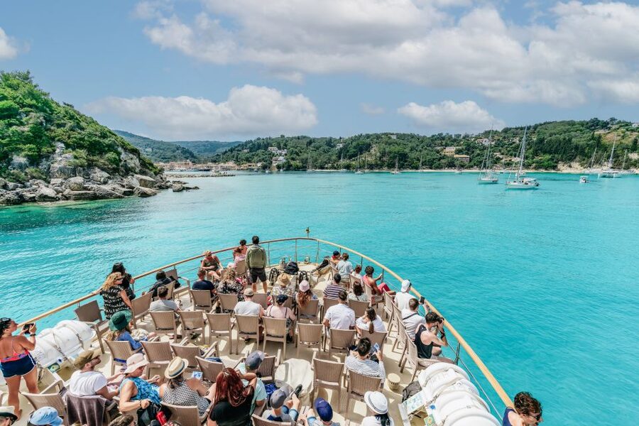 From Corfu Island: Antipaxos & Paxos Blue Caves Boat Cruise - Entering the Blue Caves of Paxos