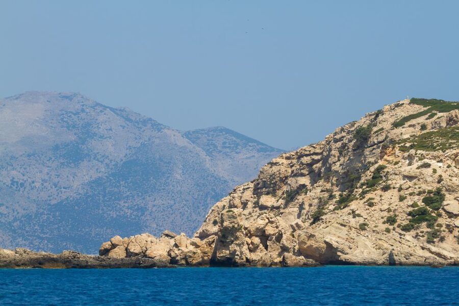 From Kos: 3-Island Pirate Cruise with Lunch and Waterslide - Plati: the swim stop with the boat slide