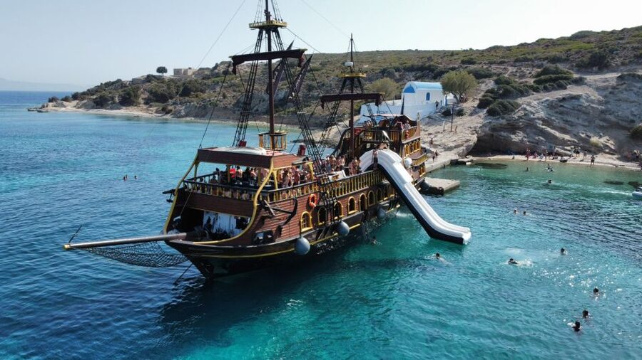 From Kos: 3-Island Pirate Cruise with Lunch and Waterslide - Music, crew, and the pirate-boat mood