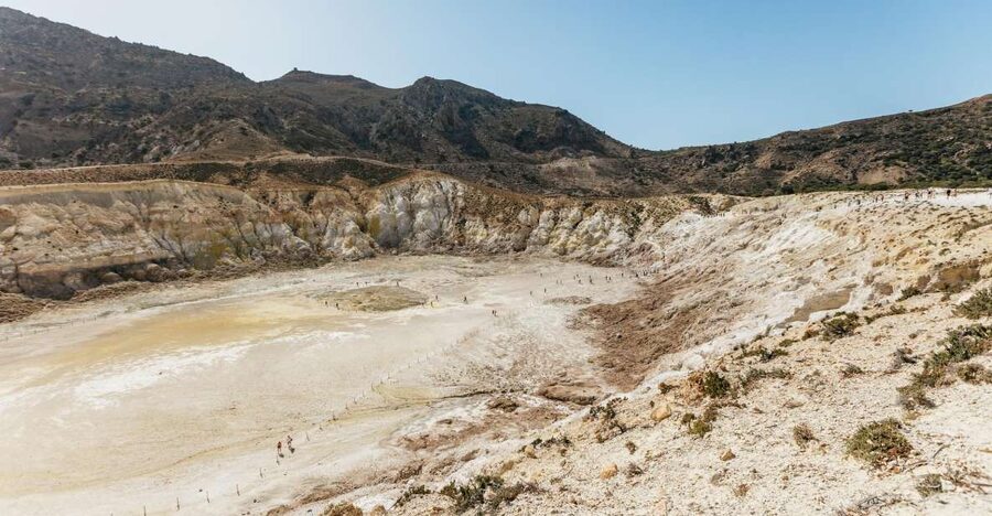 From Kos: Nisyros Island Volcano and Panagia Spiliani - Entering the crater at Stefanos