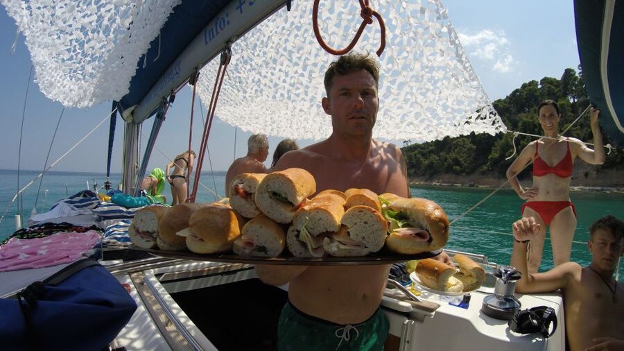 From Nea Fokea: Chalkidiki 6-Hour Cruise by Sailing Boat - Kriopigi for a drink and fruit salad