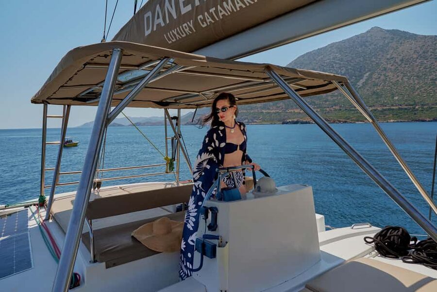 From Panormo: Luxe All-Inclusive Catamaran Cruise with Lunch - What the crew and onboard setup add