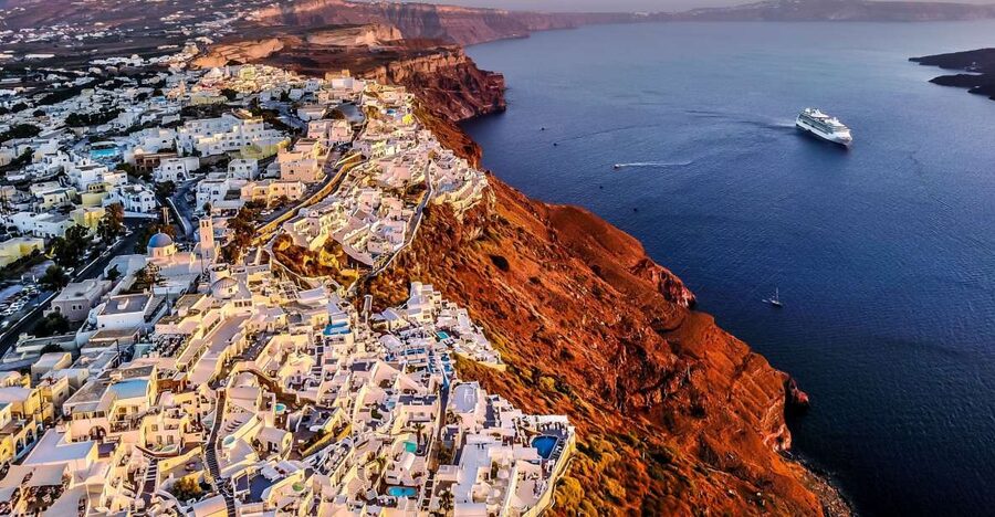 From Rethymno Port: Day Tour to Santorini - Seeing Santorini from an air-conditioned coach