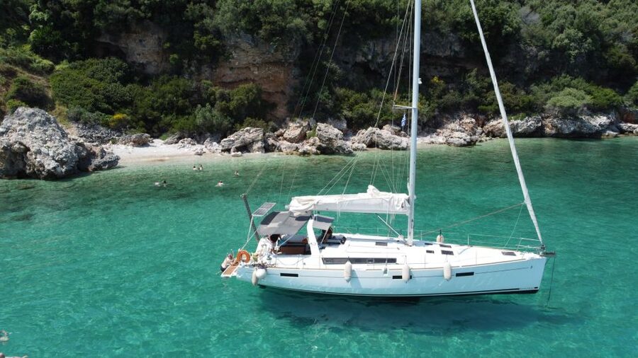 Gouvia: Corfu Island Sailing Trip with Snack and Soft Drinks - Barbati Beach: your first clear-water swim