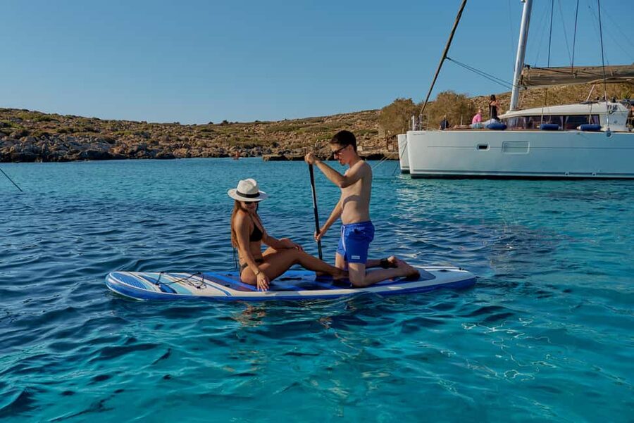 Heraklion: Dia Island Catamaran Cruise with Dinner and Wine - Sunset from the sea