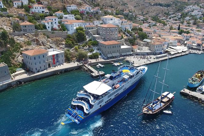 Hydra-Poros-Aegina Islands One Day Cruise With Live Music Dancing & Buffet Lunch - Hydra in 90 minutes: stone houses and no cars
