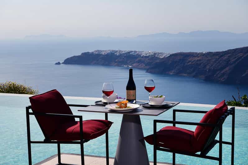 Imerovigli: Premium Wine Tasting with Caldera and Sea Views - Seven glasses at the caldera-rim bistro