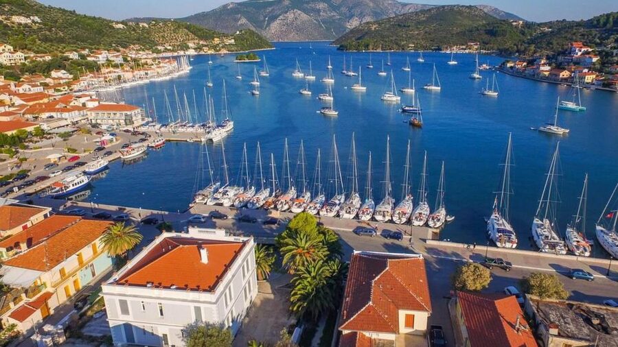 Ithaca Island Tour with Bus & Cruise with Swim Stops - Vathi and its horseshoe harbor