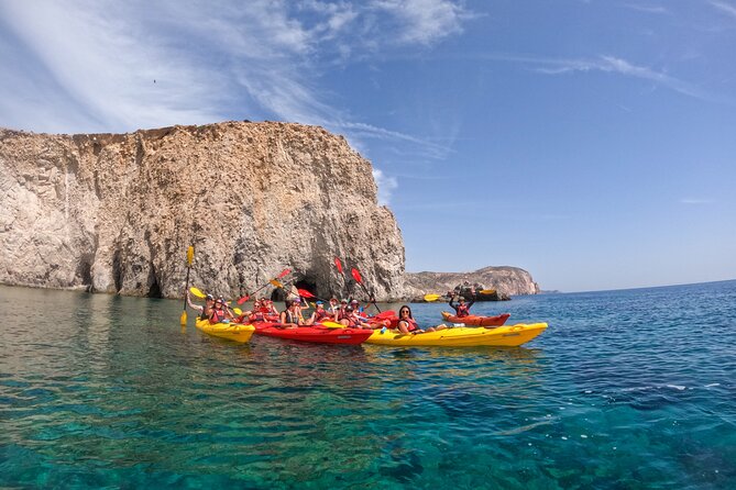 Kayaking Tour to the secrets of Milos - Gerakas: white rock, falling sand, and warm springs