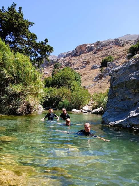 Kourtaliotiko Gorge: Guided River Adventure Trek with Lunch - The Banana Garden lunch and local food