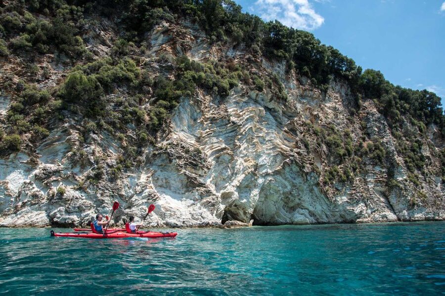 Lefkada: Full Day Sea Kayaking Tour - Thilia islet: snorkeling and lunch