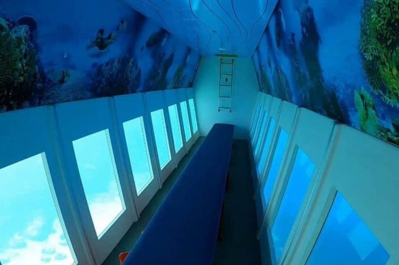 Lindos: Submarine Cruise with Swimming Stop at Navarone Bay - The submarine chamber and reef viewing