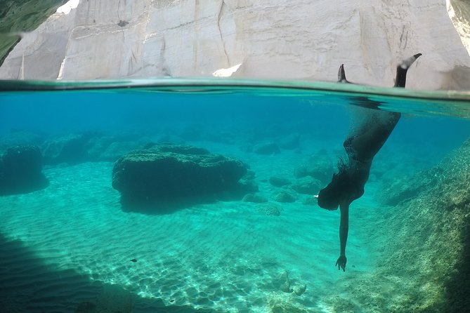 Milos Small-Group Full-Day Cruise with Snorkelling and Lunch - Sykia combines a sheltered swim with cave access
