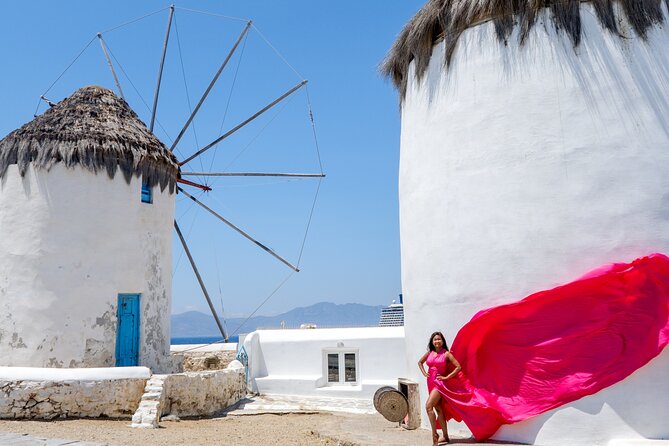 Mykonos: Flying Dress Photoshoot - Little Venice and the sea-facing views