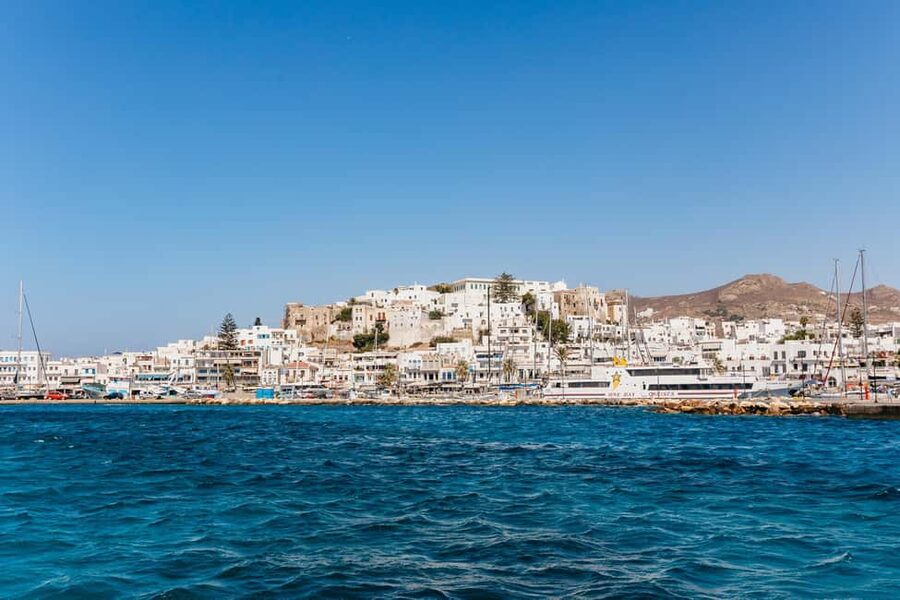 Naxos/ Paros: Sailing Cruise with Food and Drinks - Sailing away from Naxos Port