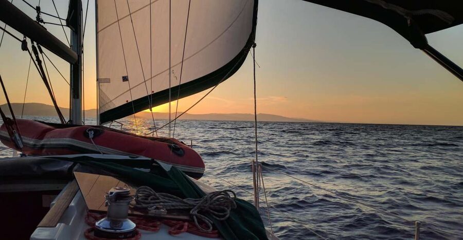 Neos Marmaras: Sunset West Sithonia Islets Sailboat Tour - Sunset from the water