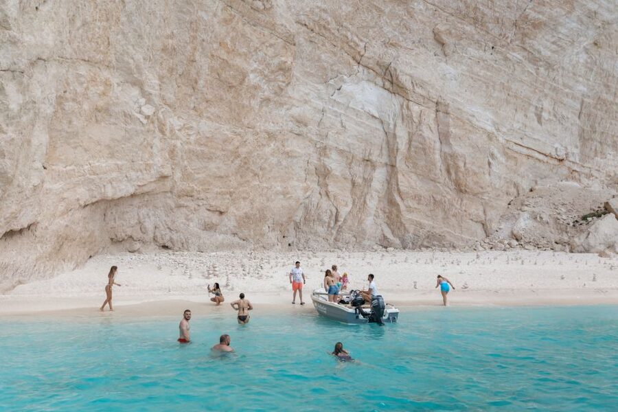 Porto Vromi: Navagio Shipwreck Beach & Blue Caves by Boat - Blue caves and the art of good boat handling