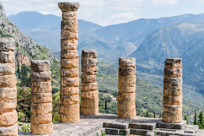 Private Luxury Tour: Delphi & Thermopylae – The 300’s Legacy - Tholos of Athena Pronaia and the view below Delphi
