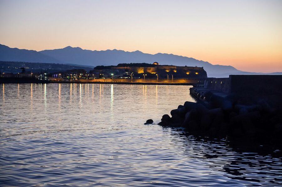 Rethymno: Sunset Cruise on a Wooden Pirate Boat - Sunset over the Cretan mountains