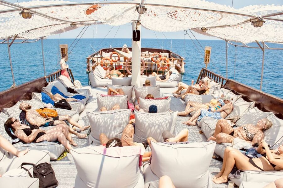 Rhodes: All Inclusive Day Cruise with BBQ & Unlimited Drinks - Choosing between the lower deck and bean bags