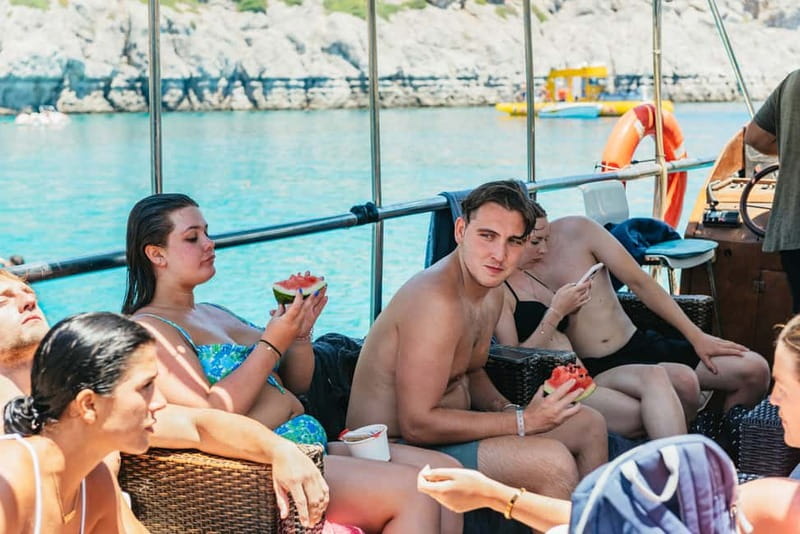 Rhodes: Anthony Quinn, Ladiko and Caves All-Inclusive Cruise - Drinks, snacks, and the sofa factor