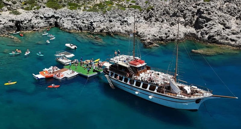 Rhodes: Gulet Trip with Food, Drinks, SUP, Kayak & Swimming - Anthony Quinn Bay and its green water