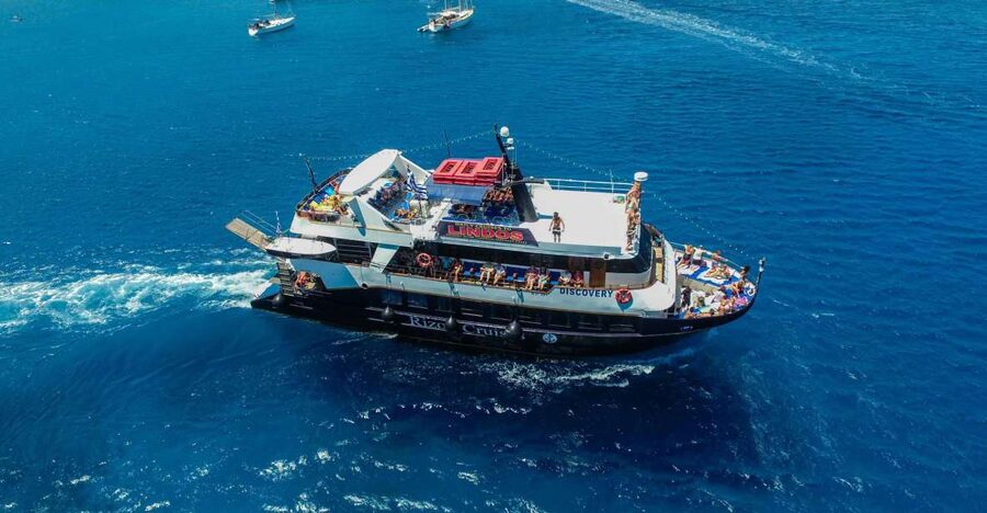 Rhodes: Lindos Cruise with 2 Swim Stops - The long sail to Lindos