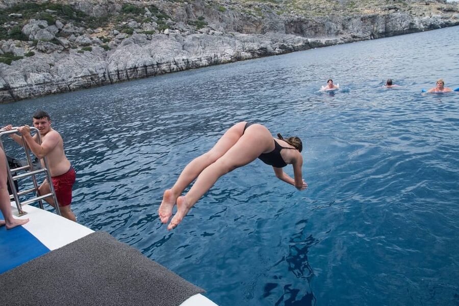 Rhodes: Lindos Cruise with 2 Swim Stops - Seats, sunbeds, food, and practical comfort